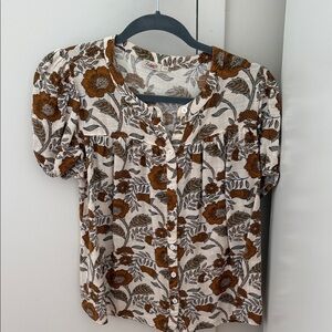 Faherty Floral Blouse - Brown and Cream